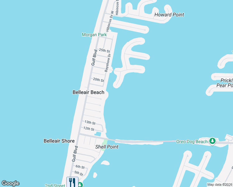 map of restaurants, bars, coffee shops, grocery stores, and more near in Belleair Beach