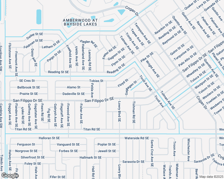 map of restaurants, bars, coffee shops, grocery stores, and more near 608 Floyd Street in Palm Bay