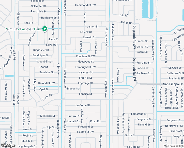 map of restaurants, bars, coffee shops, grocery stores, and more near 475 Forest Hills Street in Palm Bay