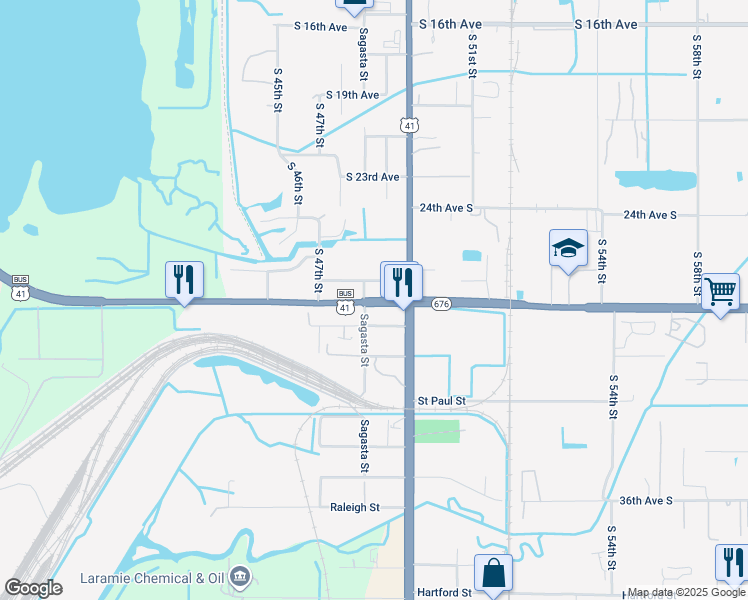 map of restaurants, bars, coffee shops, grocery stores, and more near 3061 Causeway Boulevard in Tampa
