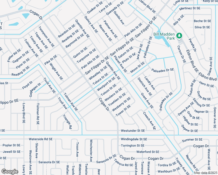 map of restaurants, bars, coffee shops, grocery stores, and more near 1060 Westport Street Southeast in Palm Bay