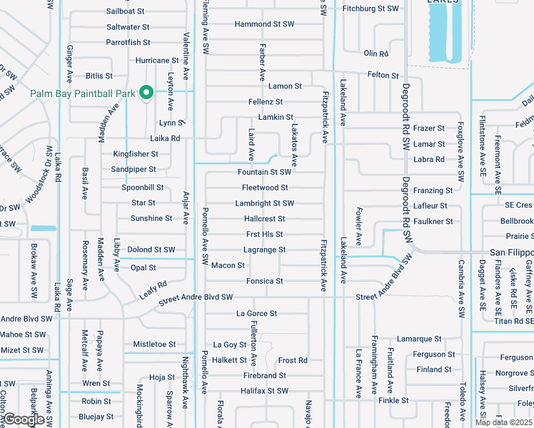 map of restaurants, bars, coffee shops, grocery stores, and more near 474 Lambright Street Southwest in Palm Bay