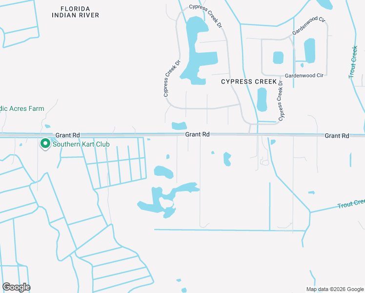 map of restaurants, bars, coffee shops, grocery stores, and more near 3495 Grant Road in Grant-Valkaria
