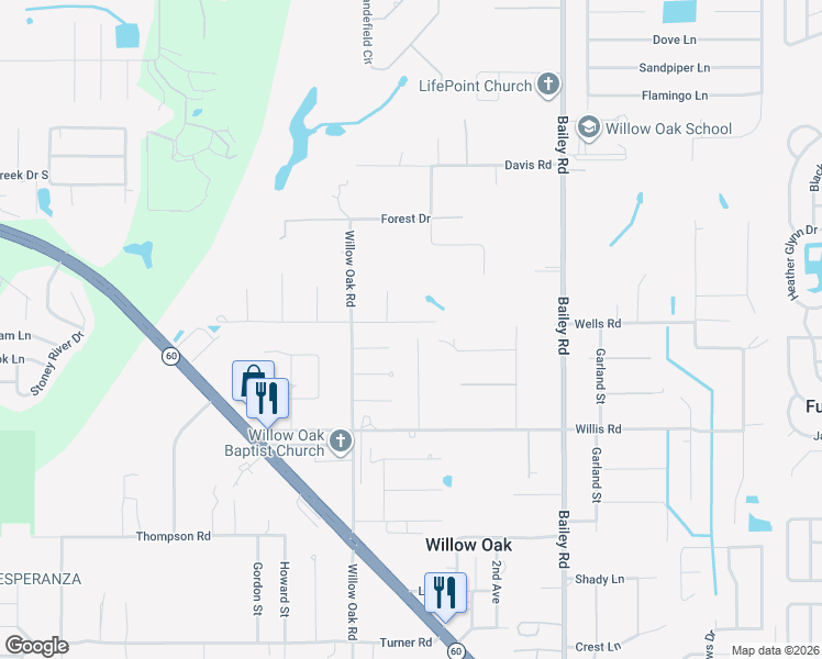 map of restaurants, bars, coffee shops, grocery stores, and more near 4105 Sabal Palm Drive in Mulberry