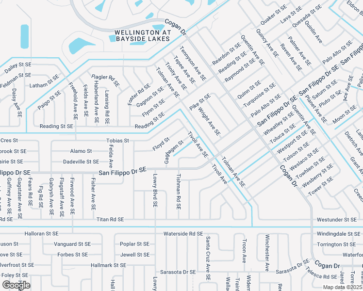 map of restaurants, bars, coffee shops, grocery stores, and more near 2829 Gaghagen Street in Palm Bay