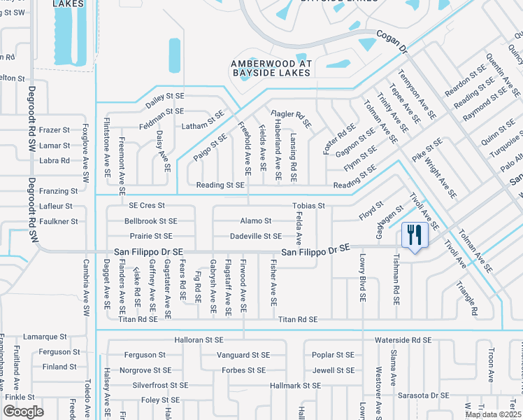 map of restaurants, bars, coffee shops, grocery stores, and more near 412 Tobias Street in Palm Bay