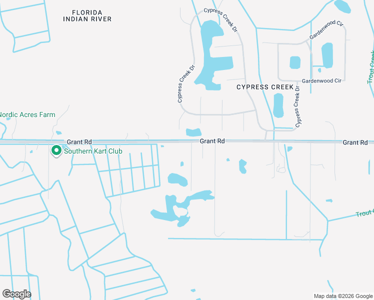 map of restaurants, bars, coffee shops, grocery stores, and more near 3495 Grant Road in Grant-Valkaria