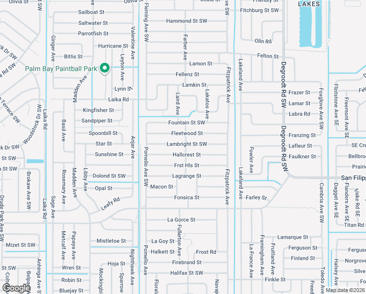 map of restaurants, bars, coffee shops, grocery stores, and more near 510 Lambright Street Southwest in Palm Bay