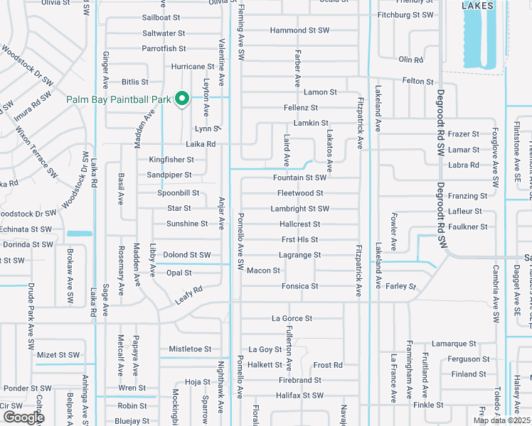 map of restaurants, bars, coffee shops, grocery stores, and more near 558 Lambright Street Southwest in Palm Bay