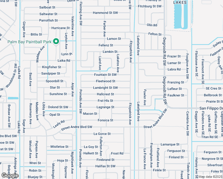 map of restaurants, bars, coffee shops, grocery stores, and more near 474 Lambright Street Southwest in Palm Bay
