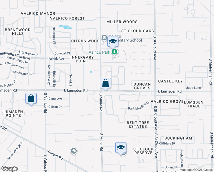 map of restaurants, bars, coffee shops, grocery stores, and more near 919 Silver Ridge Way in Valrico