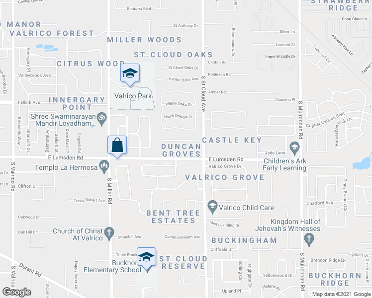 map of restaurants, bars, coffee shops, grocery stores, and more near 2815 Duncan Tree Circle in Valrico