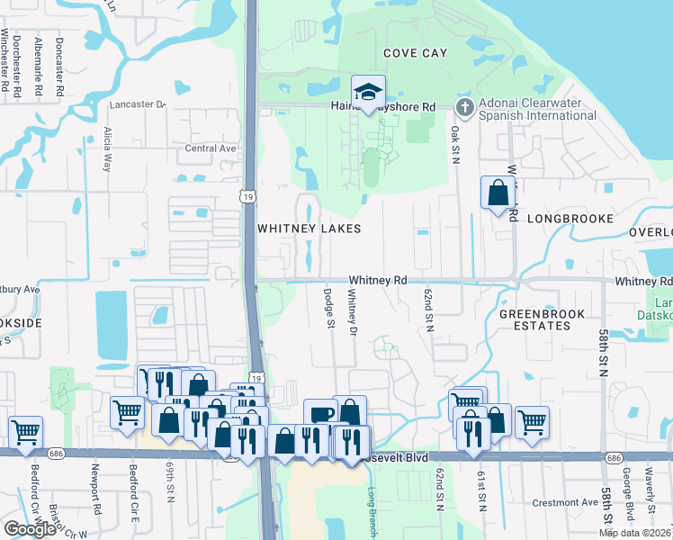 map of restaurants, bars, coffee shops, grocery stores, and more near 1991 Dodge Circle in Clearwater