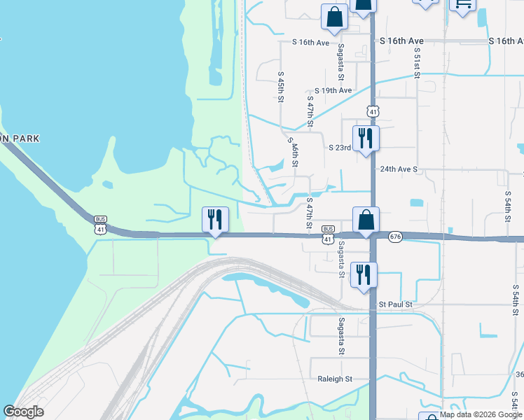 map of restaurants, bars, coffee shops, grocery stores, and more near 4311 26th Avenue South in Tampa