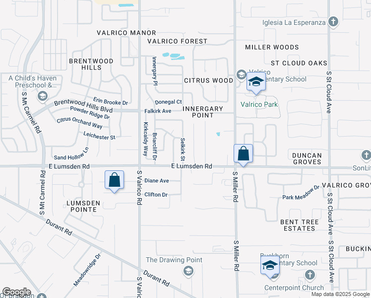 map of restaurants, bars, coffee shops, grocery stores, and more near 2308 Selkirk Street in Valrico