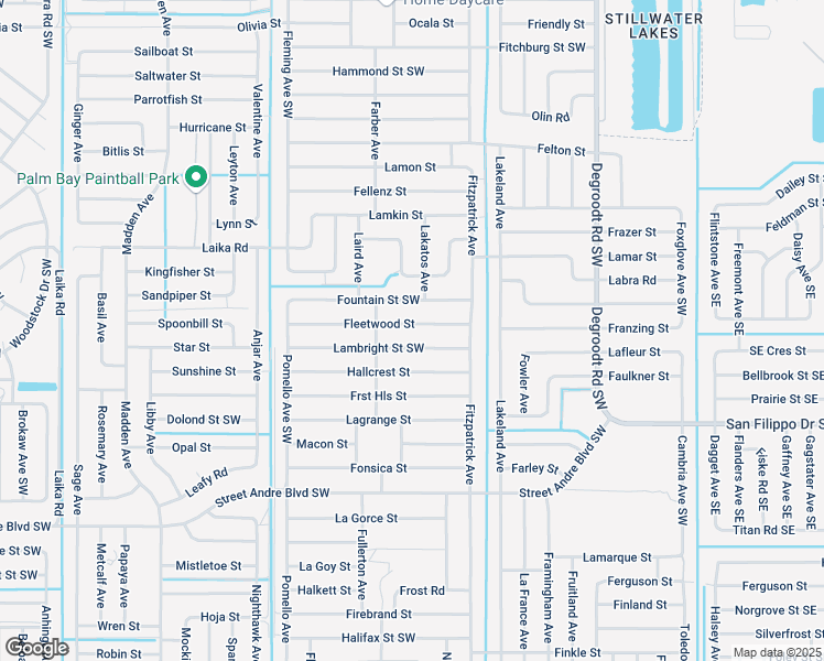 map of restaurants, bars, coffee shops, grocery stores, and more near 458 Fleetwood Street in Palm Bay