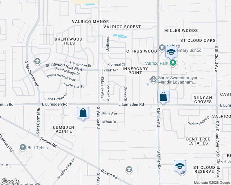 map of restaurants, bars, coffee shops, grocery stores, and more near 909 Sutherland Circle in Valrico