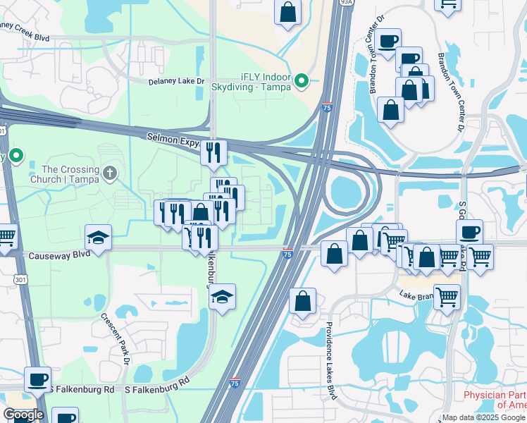 map of restaurants, bars, coffee shops, grocery stores, and more near 2531 Barrington Manor Place in Tampa