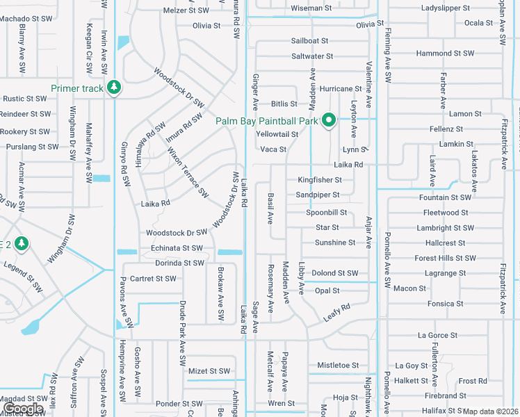 map of restaurants, bars, coffee shops, grocery stores, and more near 2848 Basil Avenue in Palm Bay