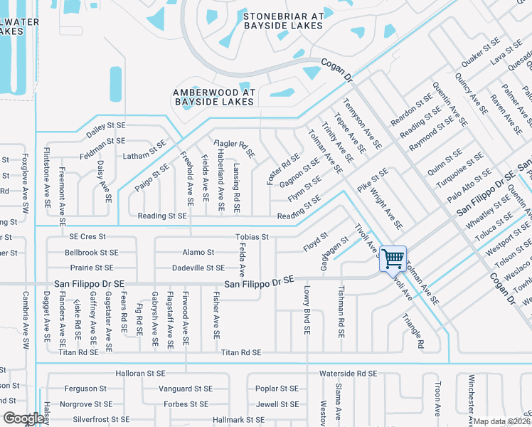 map of restaurants, bars, coffee shops, grocery stores, and more near 2775 Foster Road Southeast in Palm Bay