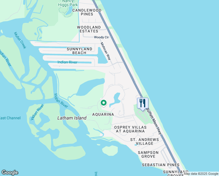 map of restaurants, bars, coffee shops, grocery stores, and more near 846 Aquarina Boulevard in Melbourne Beach