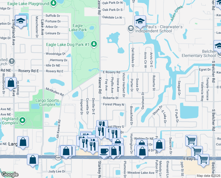 map of restaurants, bars, coffee shops, grocery stores, and more near 974 Phyllis Avenue in Largo
