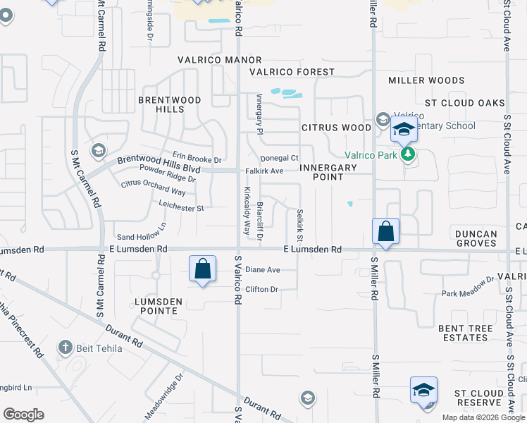 map of restaurants, bars, coffee shops, grocery stores, and more near 907 Briarcliff Drive in Valrico