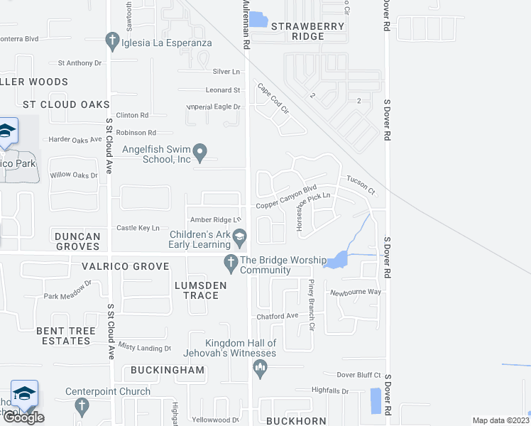 map of restaurants, bars, coffee shops, grocery stores, and more near 1041 Grand Canyon Drive in Valrico