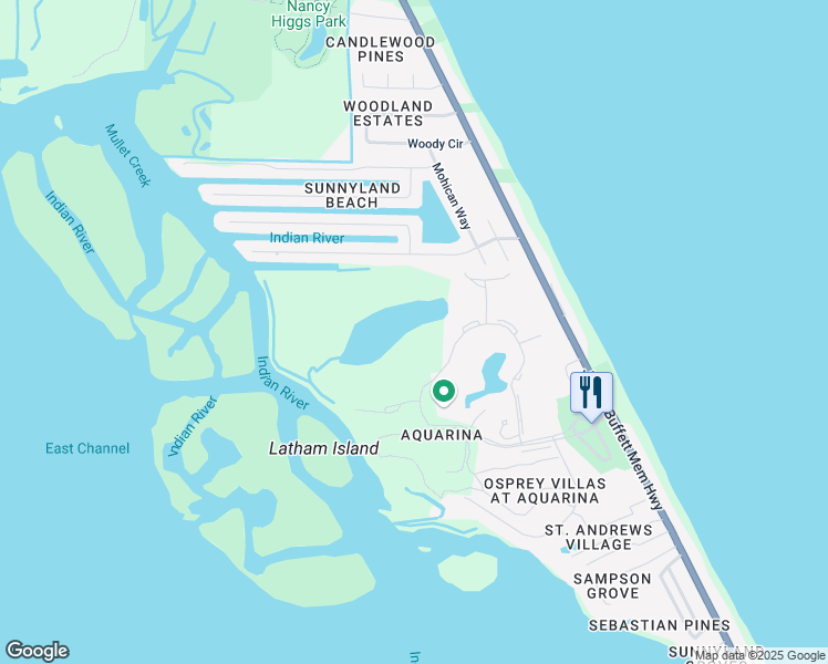 map of restaurants, bars, coffee shops, grocery stores, and more near 140 Warsteiner Way in Melbourne Beach