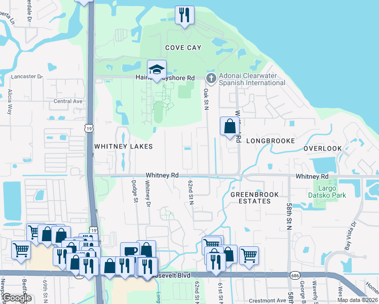 map of restaurants, bars, coffee shops, grocery stores, and more near 1956 Cobblestone Way in Clearwater