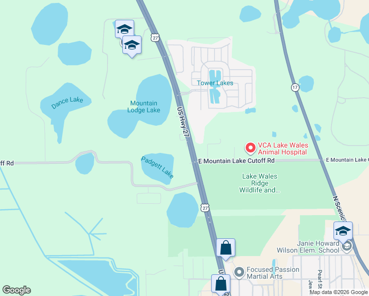 map of restaurants, bars, coffee shops, grocery stores, and more near 21380 U.S. 27 in Lake Wales
