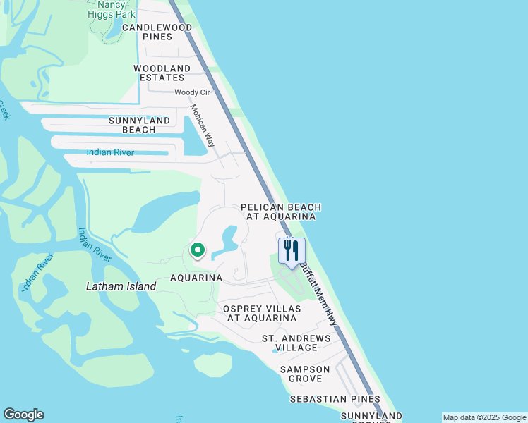 map of restaurants, bars, coffee shops, grocery stores, and more near 140 Warsteiner Way in Melbourne Beach