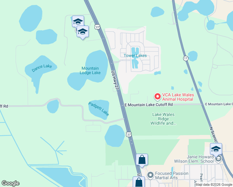 map of restaurants, bars, coffee shops, grocery stores, and more near 21380 U.S. 27 in Lake Wales