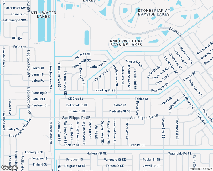 map of restaurants, bars, coffee shops, grocery stores, and more near 2777 Fiesta Avenue Southeast in Palm Bay