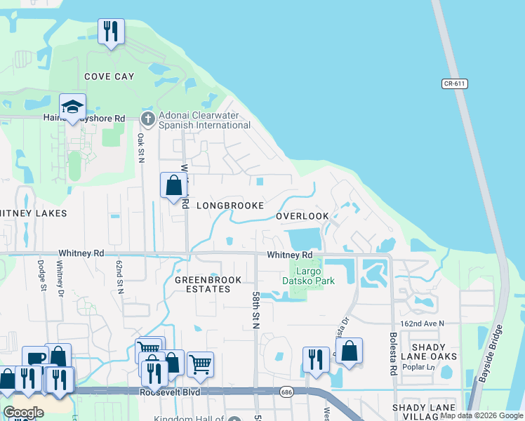 map of restaurants, bars, coffee shops, grocery stores, and more near 1958 Georgia Circle North in Clearwater