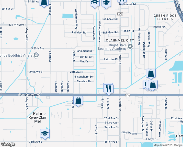 map of restaurants, bars, coffee shops, grocery stores, and more near 7028 South Sandhurst Drive in Tampa