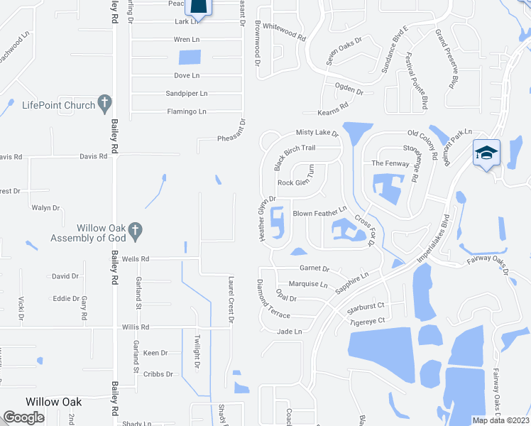 map of restaurants, bars, coffee shops, grocery stores, and more near 3197 Heather Glynn Drive in Mulberry