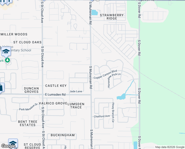map of restaurants, bars, coffee shops, grocery stores, and more near 711 Grand Canyon Drive in Valrico