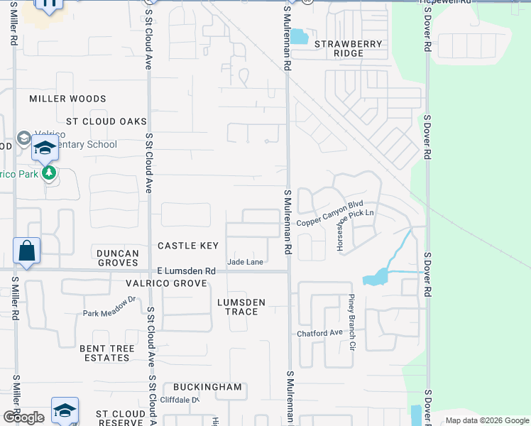 map of restaurants, bars, coffee shops, grocery stores, and more near 4223 Amber Ridge Lane in Valrico