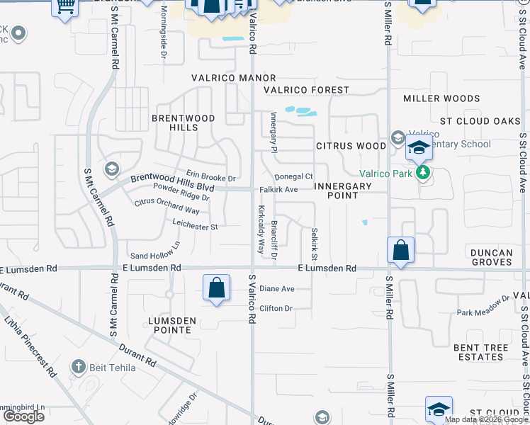 map of restaurants, bars, coffee shops, grocery stores, and more near 811 Kirkcaldy Way in Valrico