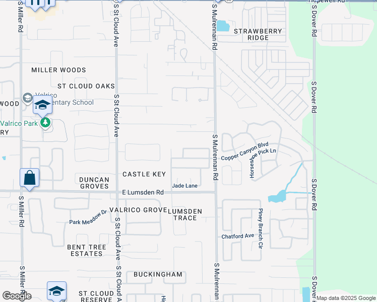 map of restaurants, bars, coffee shops, grocery stores, and more near 4224 Amber Ridge Lane in Valrico