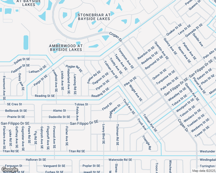 map of restaurants, bars, coffee shops, grocery stores, and more near 666 Flynn Street Southeast in Palm Bay