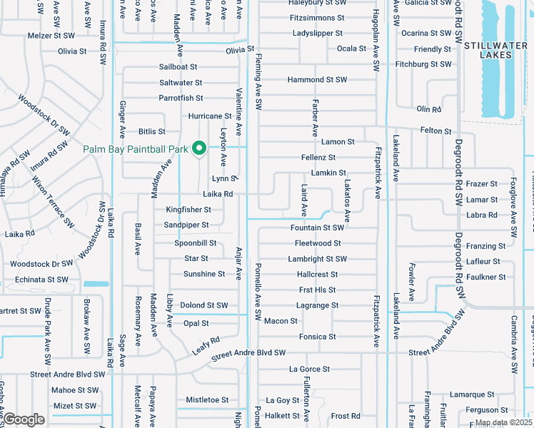 map of restaurants, bars, coffee shops, grocery stores, and more near 2826 Fleming Avenue Southwest in Palm Bay