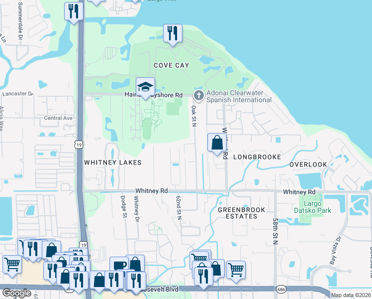 map of restaurants, bars, coffee shops, grocery stores, and more near 1916 Cobblestone Way in Clearwater