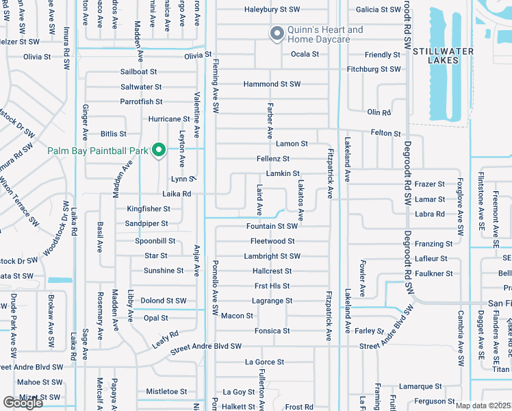 map of restaurants, bars, coffee shops, grocery stores, and more near 2818 Laird Avenue in Palm Bay