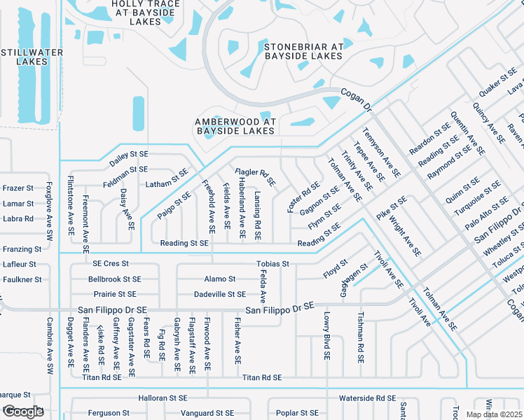 map of restaurants, bars, coffee shops, grocery stores, and more near 2713 Lansing Road Southeast in Palm Bay