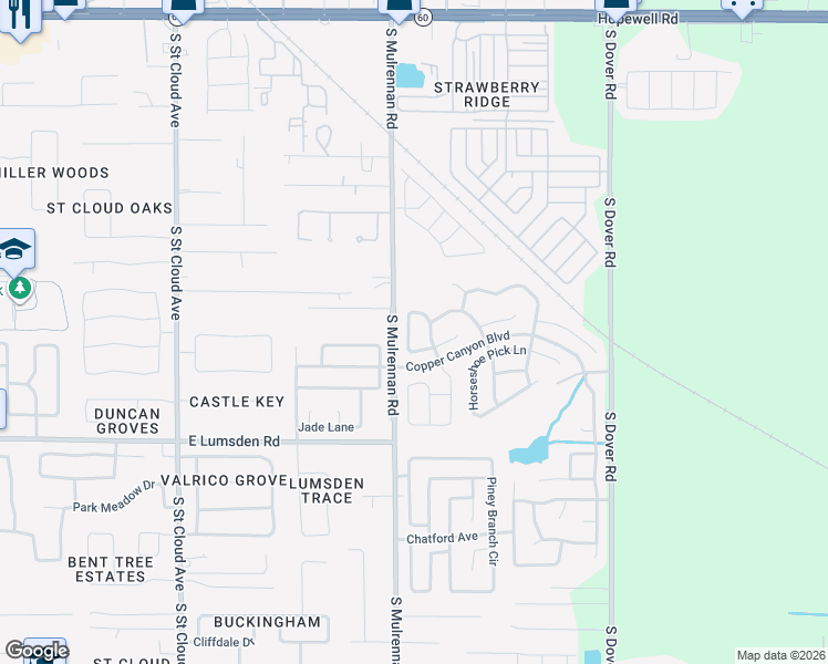 map of restaurants, bars, coffee shops, grocery stores, and more near 718 Grand Canyon Drive in Valrico