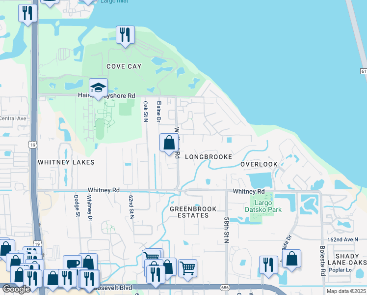 map of restaurants, bars, coffee shops, grocery stores, and more near 1909 Wolford Road in Clearwater