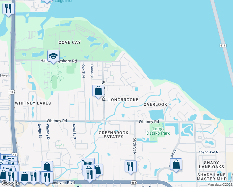 map of restaurants, bars, coffee shops, grocery stores, and more near 1910 Sommerset Place in Clearwater