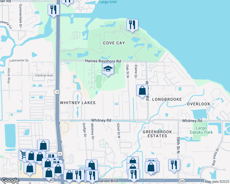 map of restaurants, bars, coffee shops, grocery stores, and more near 1916 Cobblestone Way in Clearwater